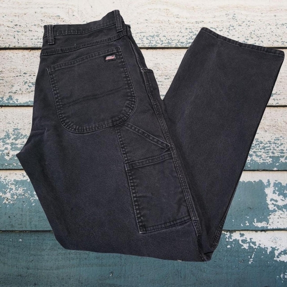 Men's Dickies Black Carpenter Work Utility Pants - Picture 1 of 8